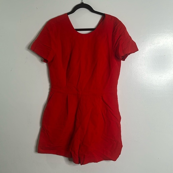 Banana Republic linen blend red romper size 10 new - Picture 4 of 9